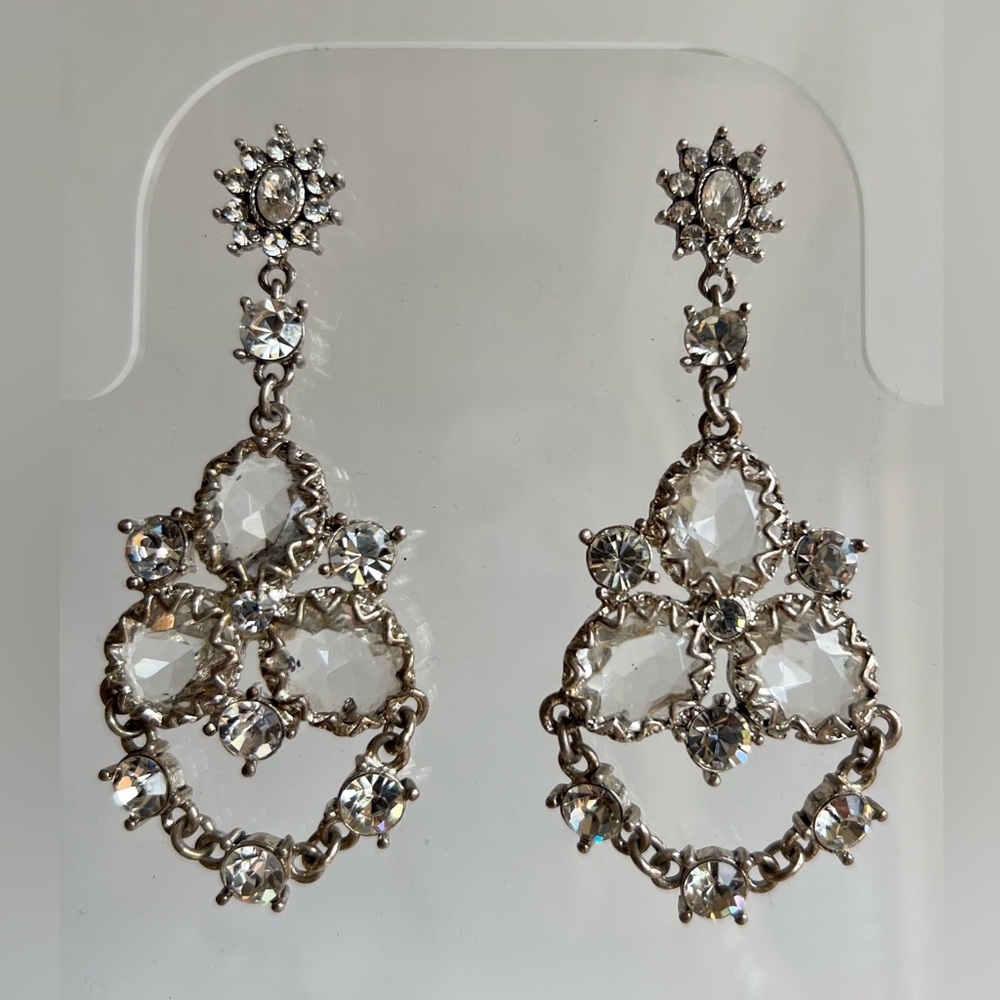 Vintage Wedding Jewelry Suite:Bracelet,Chandelier Earrings,& Headpiece/Necklace - Picture 5 of 9